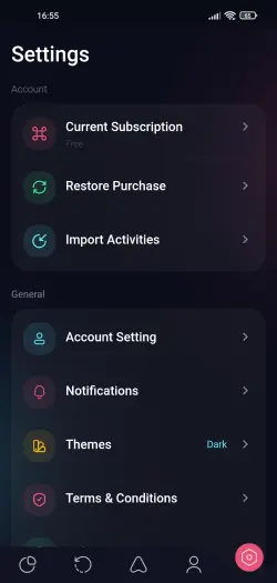 Profile screen